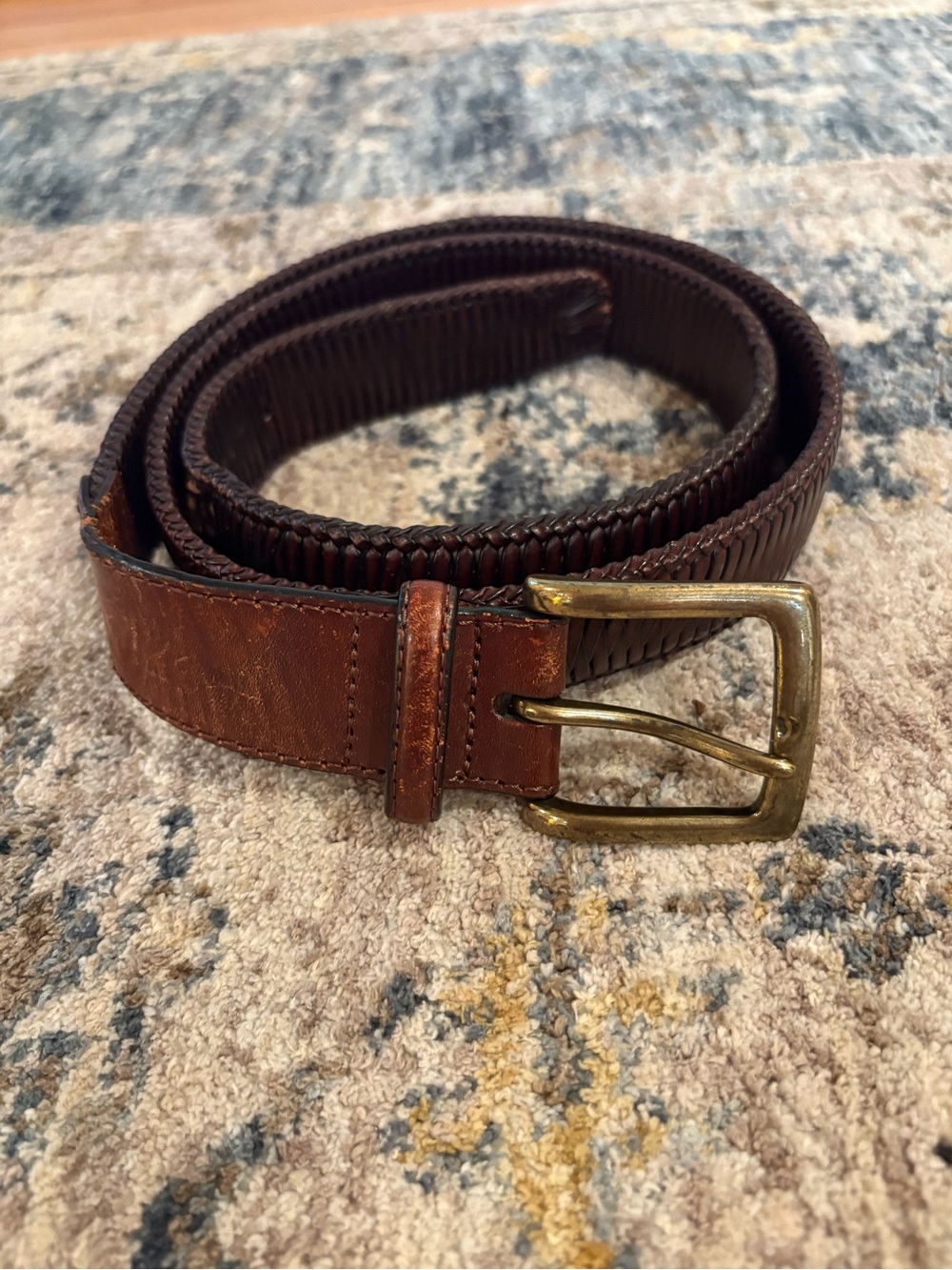 Tommy Bahama Sz 40 Belt Men’s Brown Woven Leather Belt Brass Buckle